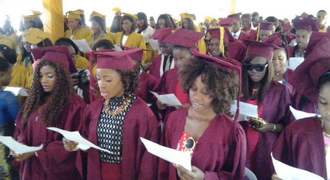 students taking their matriculation oath