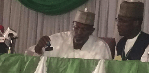 Professor Attahiru Jega announcing result of 2015 Nigeria Presidential Election