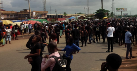 UNIBEN Students stage massive protest over colleagues’ death