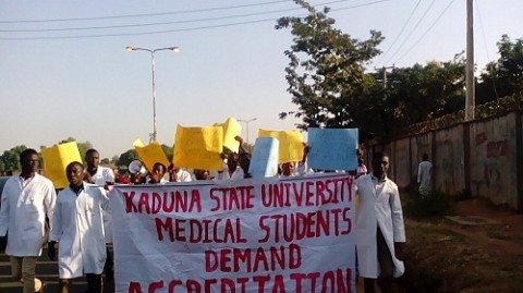 KASU Medical Students Stage Massive Protest Over Accreditation