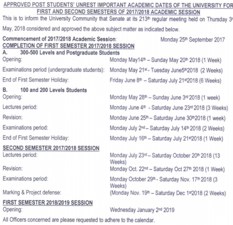 MAUTECH Adjusted Academic Calendar 2017/2018 is Out